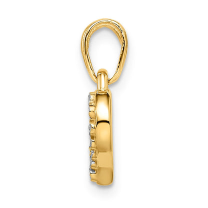 14 Karat Gelbgold und Weißgold mit Rhodium-Beschichtung, Diamant-geschliffener Herz-Anhänger