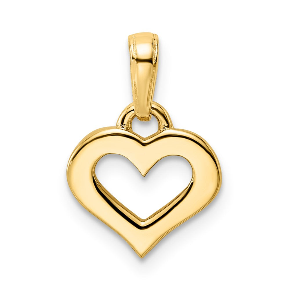 14 Karat Gelbgold und Weißgold mit Rhodium-Beschichtung, Diamant-geschliffener Herz-Anhänger