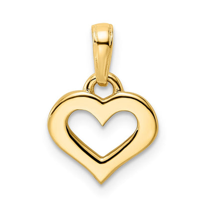14 Karat Gelbgold und Weißgold mit Rhodium-Beschichtung, Diamant-geschliffener Herz-Anhänger