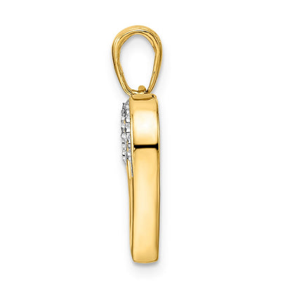 14K Gelb- und Rhodiumgold sowie Weißrhodium Diamantgeschliffener Fantasie-Herzanhänger