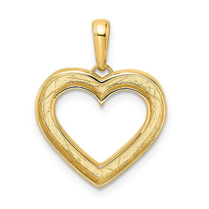 14K Gelb- und Rhodiumgold sowie Weißrhodium Diamantgeschliffener Fantasie-Herzanhänger