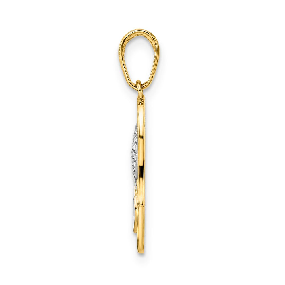 14K Gelb- & Rhodium-Gold & Weißrhodium diamantierter Herz-Hamsa-Anhänger