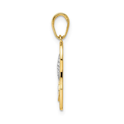 14K Gelb- & Rhodium-Gold & Weißrhodium diamantierter Herz-Hamsa-Anhänger