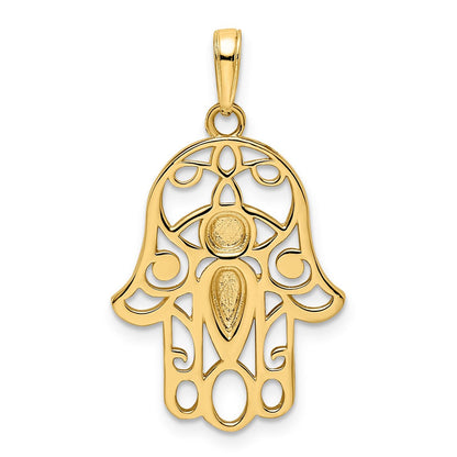 14K Gelbgold und Weißrhodium mit Diamantschliff Böser-Blick-Hamsa-Anhänger