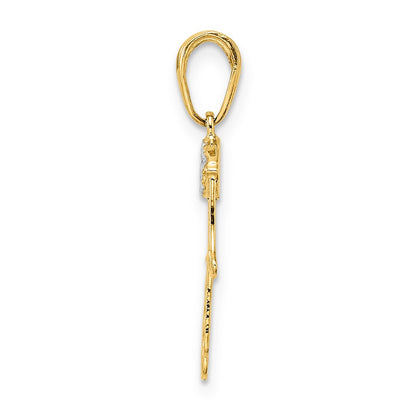 14K Gelb & Rhodium Weiß Diamantiert Böse Auge Hamsa Anhänger