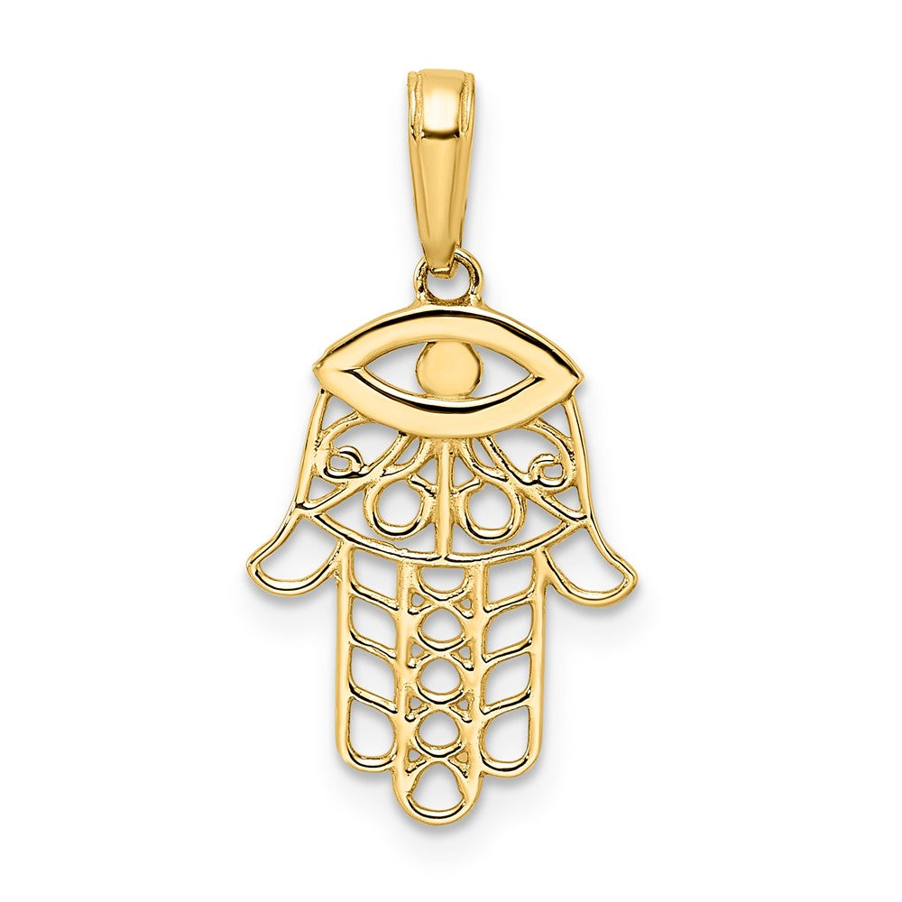 14K Gelb & Rhodium Weiß Diamantiert Böse Auge Hamsa Anhänger