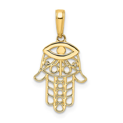 14K Gelb & Rhodium Weiß Diamantiert Böse Auge Hamsa Anhänger