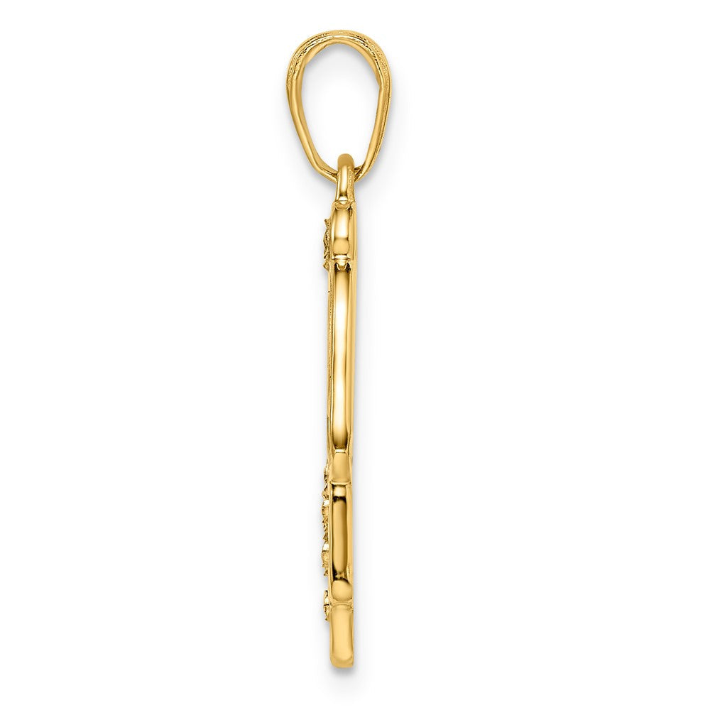 14K Gelb- & Rhodium-Gold & Weißrhodium diamantierter Pik-Symbol-Hamsa-Anhänger