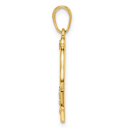14K Gelb- & Rhodium-Gold & Weißrhodium diamantierter Pik-Symbol-Hamsa-Anhänger