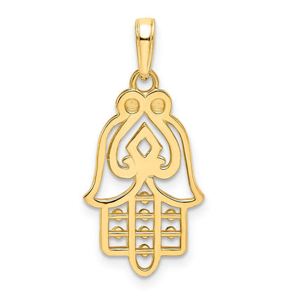 14K Gelb- & Rhodium-Gold & Weißrhodium diamantierter Pik-Symbol-Hamsa-Anhänger