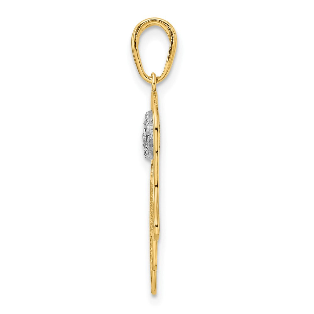 14K Gelb- & Rhodiumgold & Weißrhodium Diamantierter Filigraner Hamsa-Anhänger mit Bösem Blick