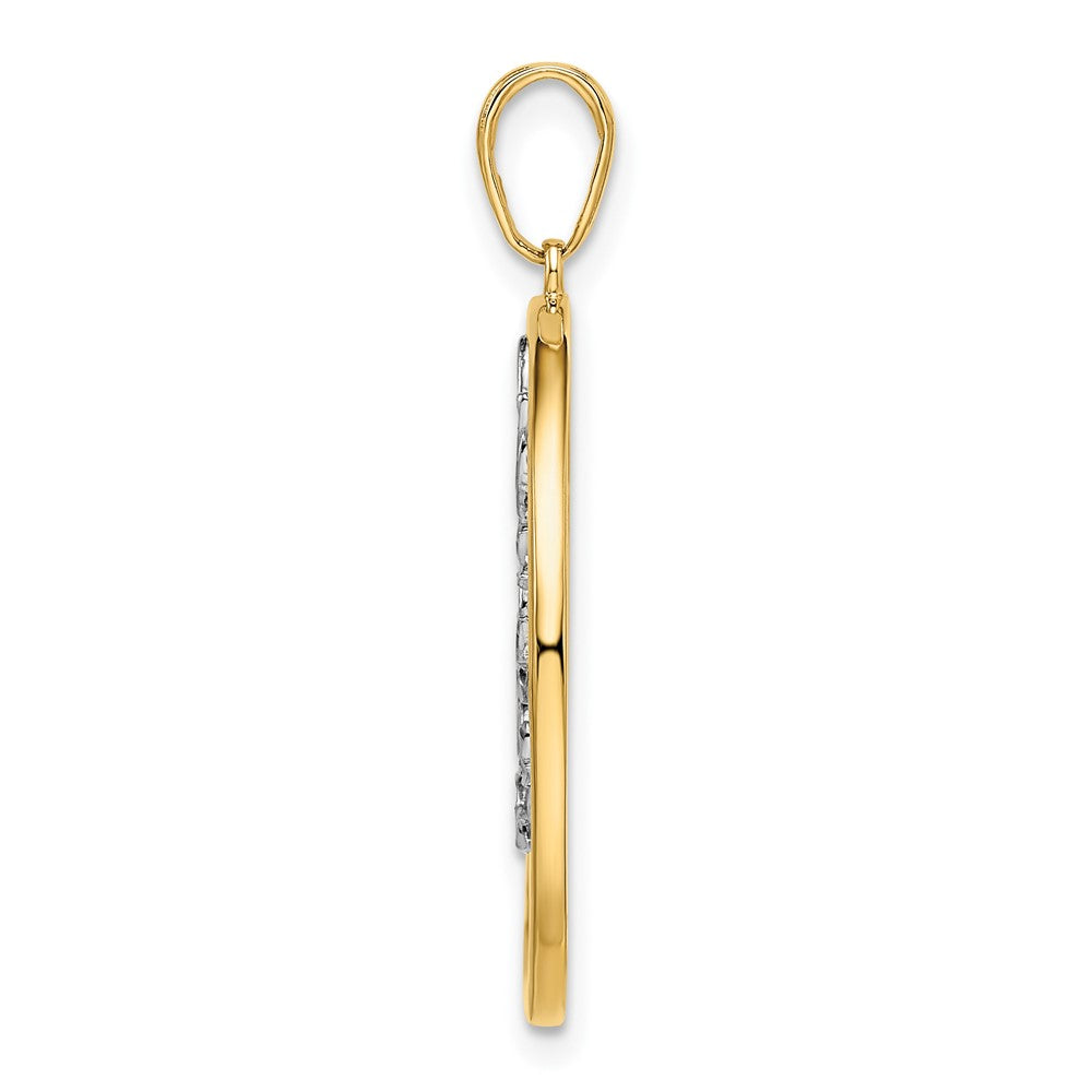 14 K Gelb- und Rhodiumgold sowie Weißrhodium Diamantschliff-Anhänger „Baum des Lebens“