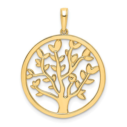 14 K Gelb- und Rhodiumgold sowie Weißrhodium Diamantschliff-Anhänger „Baum des Lebens“