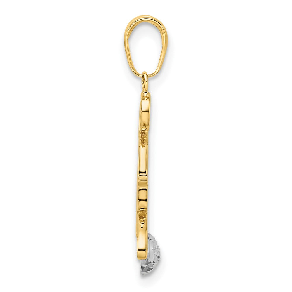 14K Gelb- und Rhodiumgold sowie Weißrhodium, diamantiert, Katze-und-Ball-Anhänger