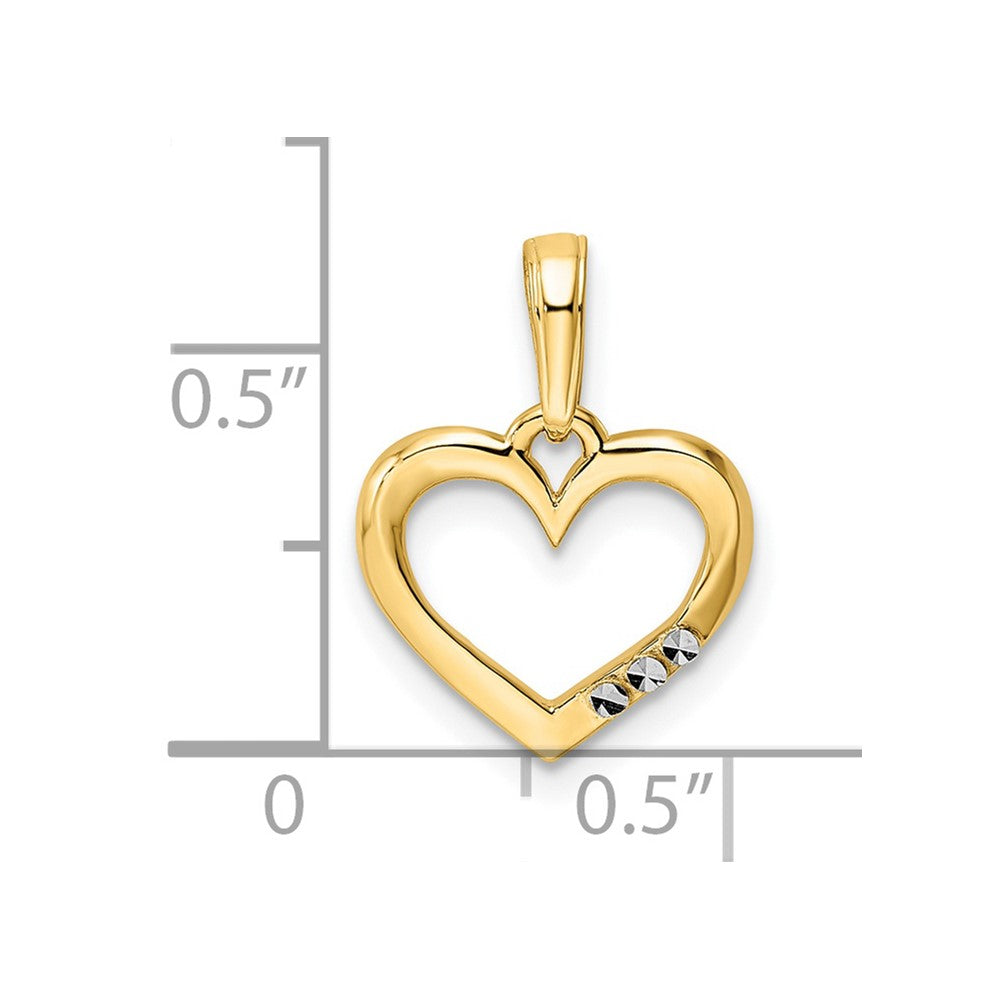14K Gelb & Rhodium und Weiß Diamantiert Herz Anhänger