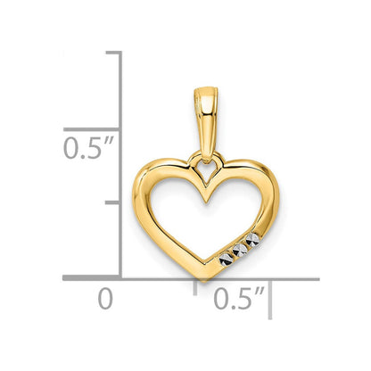 14K Gelb & Rhodium und Weiß Diamantiert Herz Anhänger