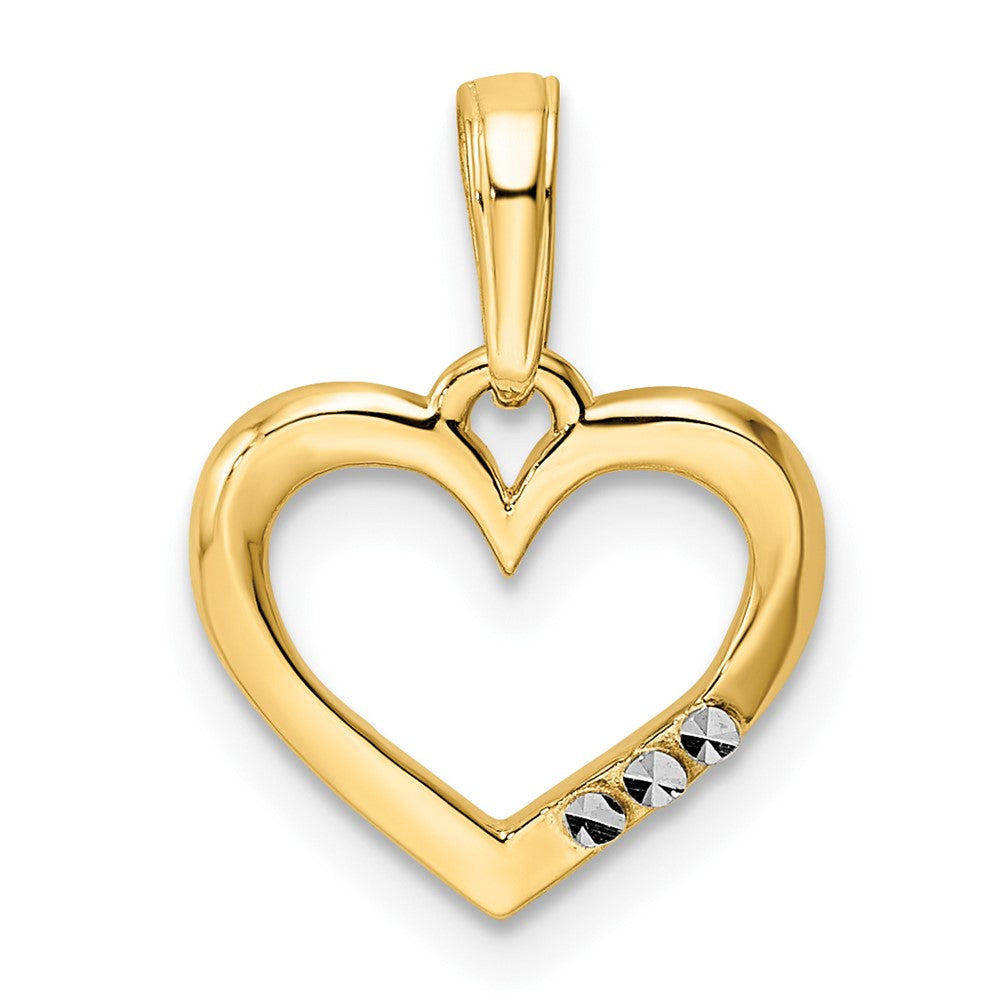 14K Gelb & Rhodium und Weiß Diamantiert Herz Anhänger