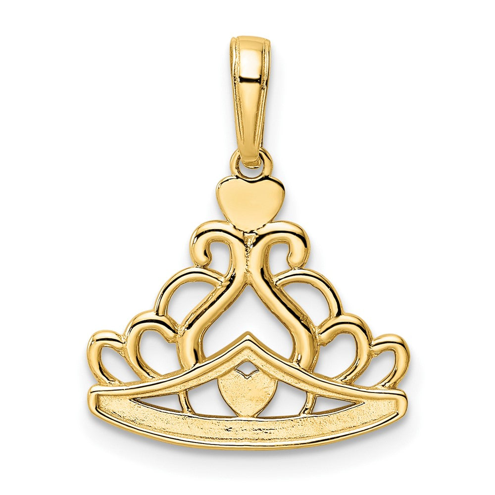 14 Karat Gelb- und Rhodiumgold sowie Weißrhodium Diamantgeschliffener Kronen-Anhänger