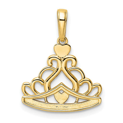 14 Karat Gelb- und Rhodiumgold sowie Weißrhodium Diamantgeschliffener Kronen-Anhänger