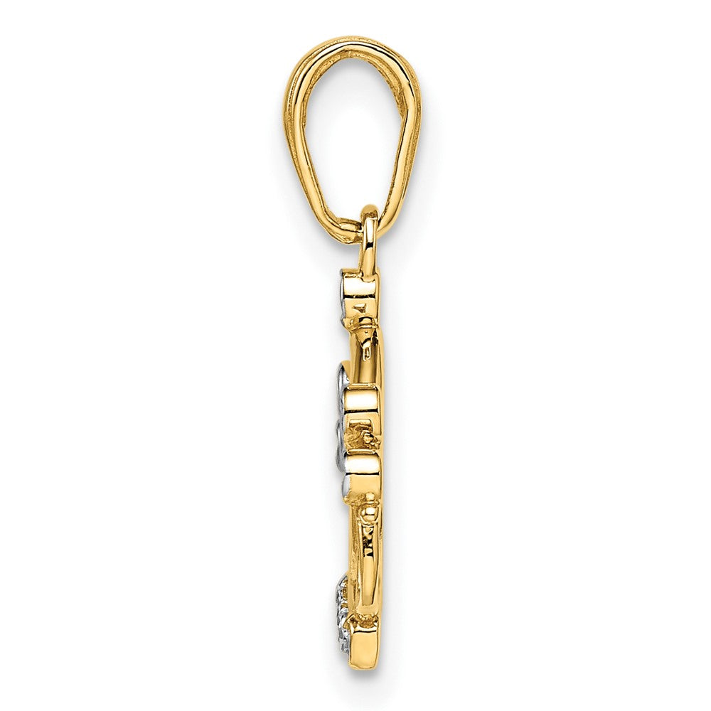 14K Gelb & Rhodium Gold und Weiß Rhodium Diamantiert Krone Anhänger