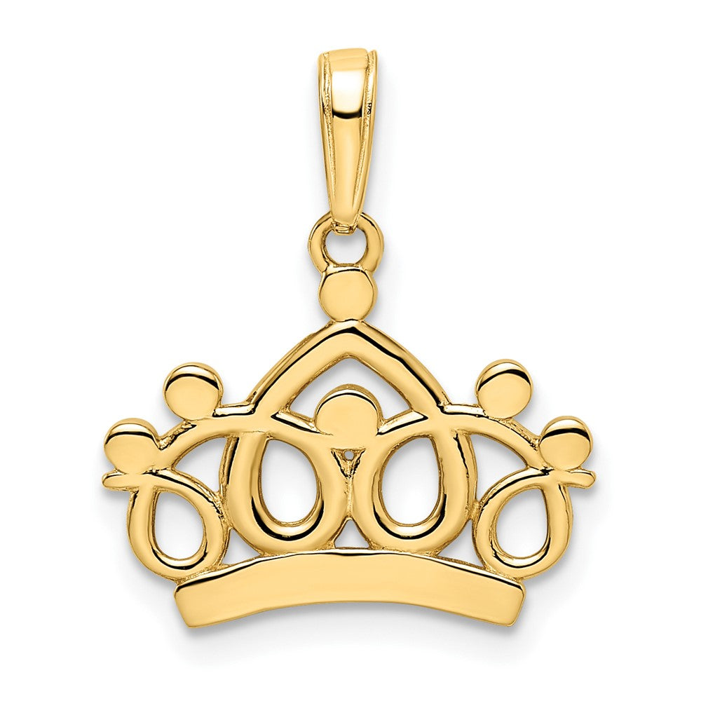 14K Gelb & Rhodium Gold und Weiß Rhodium Diamantiert Krone Anhänger