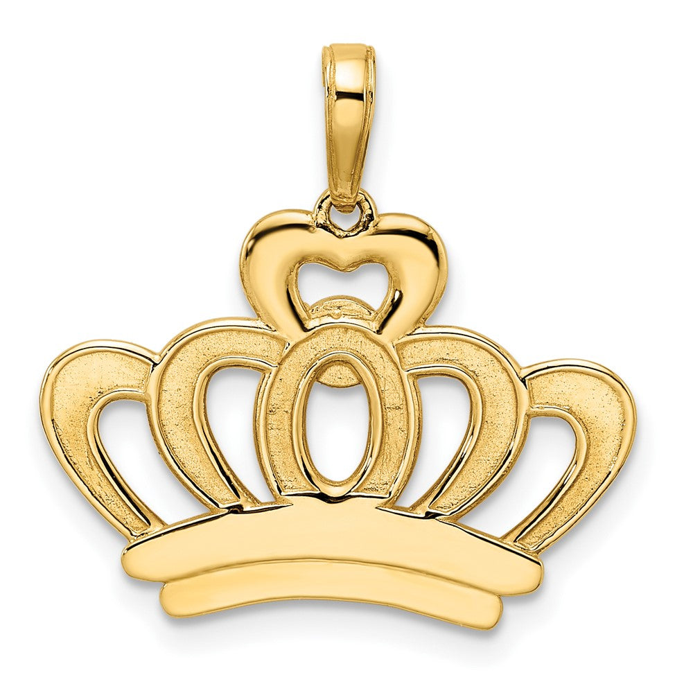 14K Gelb- und Rhodiumgold sowie Weiß-Rhodium Diamantgeschliffener Kronen-Anhänger