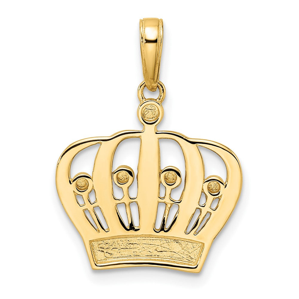 14K Gelb- und Rhodium-Gold sowie Weiß-Rhodium Diamantgeschliffener Kronen-Anhänger