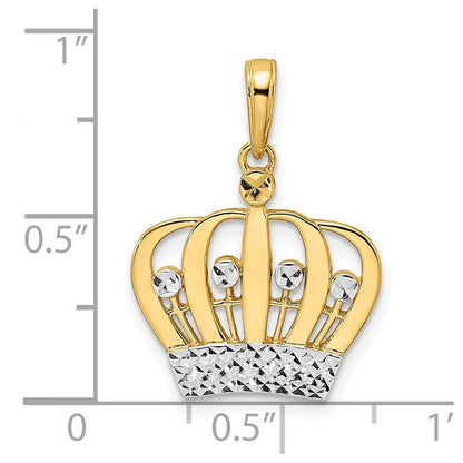 14K Gelb- und Rhodium-Gold sowie Weiß-Rhodium Diamantgeschliffener Kronen-Anhänger