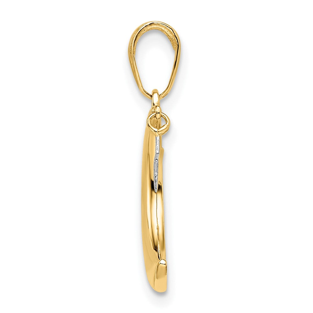 14K Gelbgold & Rhodium & Weißrhodium Mond-Anhänger mit baumelndem Stern
