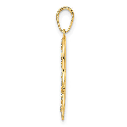 14K Gelbgold & Rhodiumgold & Weißrhodium diamantiert (D/C) Fancy Hamsa-Anhänger