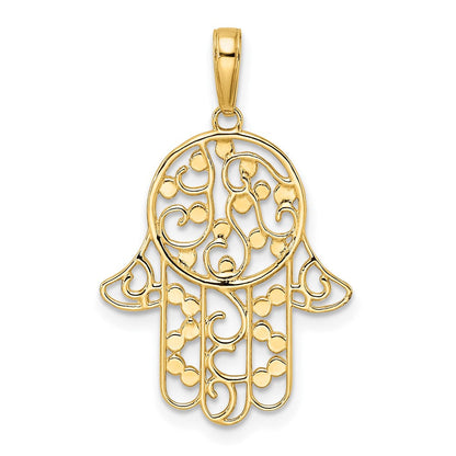 14K Gelbgold & Rhodiumgold & Weißrhodium diamantiert (D/C) Fancy Hamsa-Anhänger