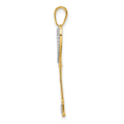 14K Gelb- und Rhodiumgold-Schlüsselanhänger mit diamantierten Herzen in Weiß- und Rosé-Rhodium