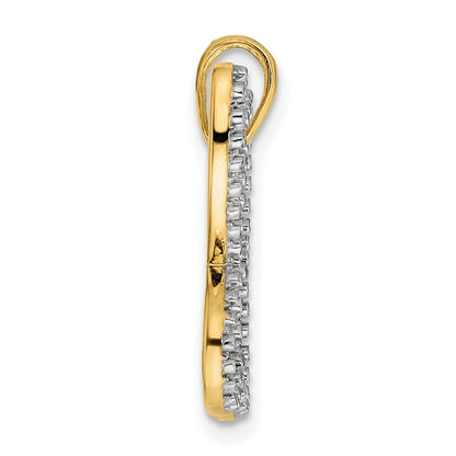 14K Gelb- und Rhodiumgold sowie Weißrhodium Diamantgeschliffener Schmetterlings-Anhänger