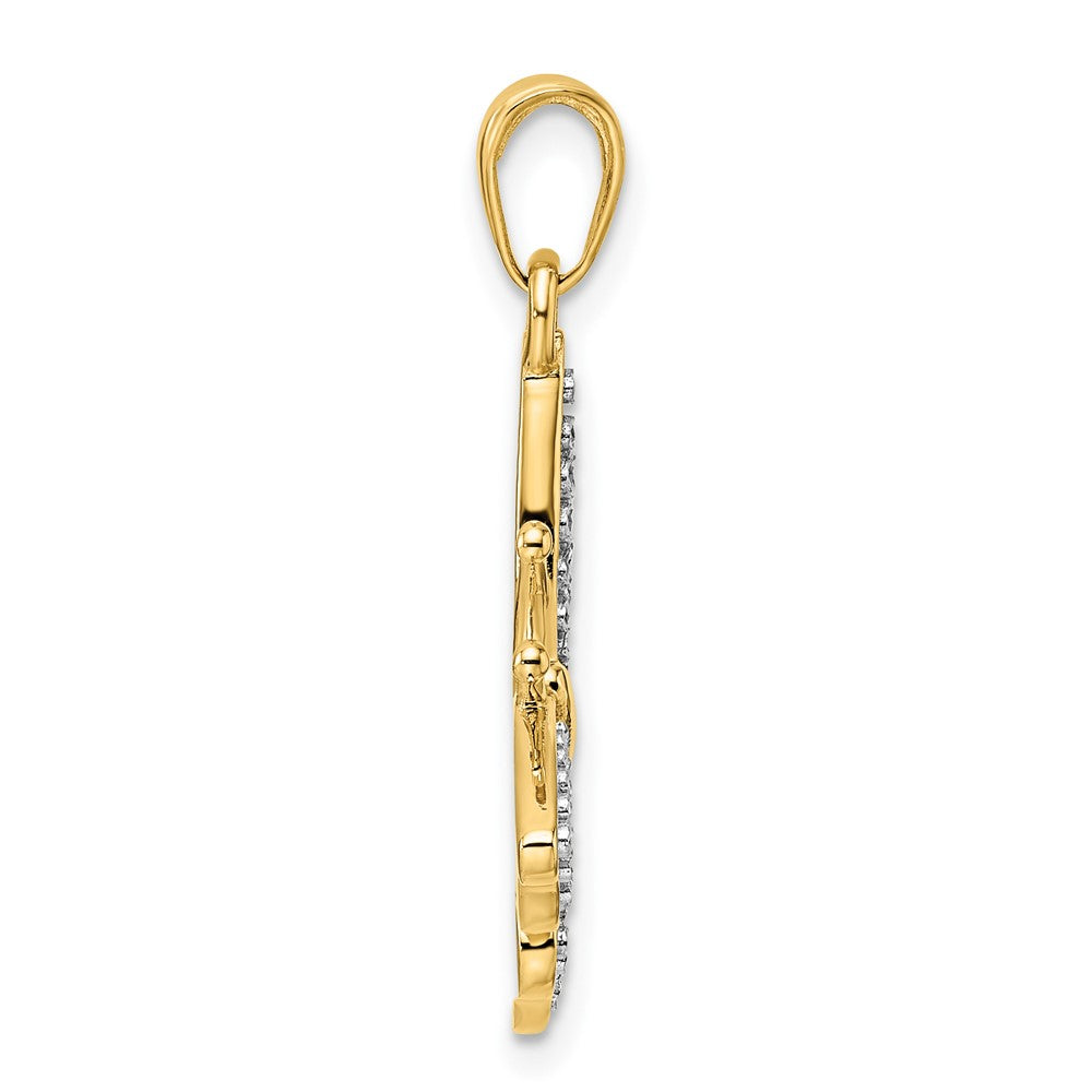 14K Gelb- und Rhodiumgold sowie Weißrhodium-Diamantschliff-Fantasie-Schmetterlingsanhänger
