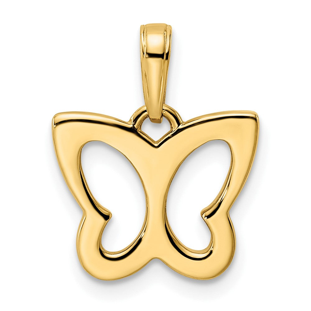 14K Gelbgold und Weißgold mit Rhodinierung, Diamantschliff-Schmetterlings-Anhänger