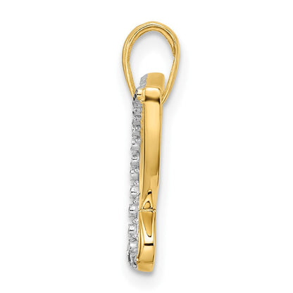 14 Karat Gelbgold und Rhodium mit Weißrhodium, diamantgeschliffener Schmetterlings-Anhänger