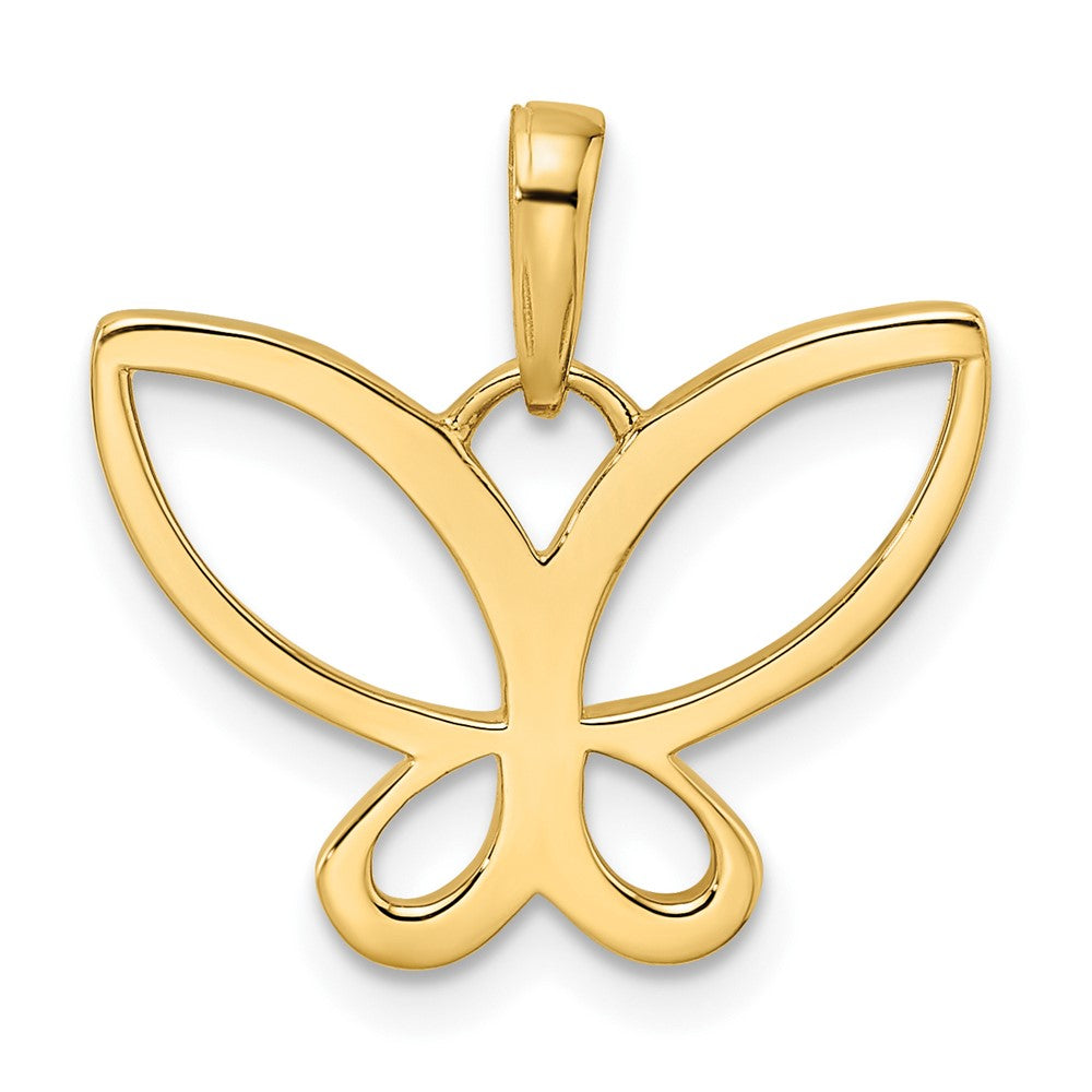 14 Karat Gelbgold und Rhodium mit Weißrhodium, diamantgeschliffener Schmetterlings-Anhänger