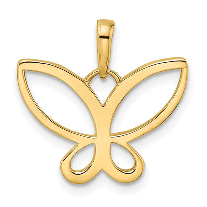 14 Karat Gelbgold und Rhodium mit Weißrhodium, diamantgeschliffener Schmetterlings-Anhänger