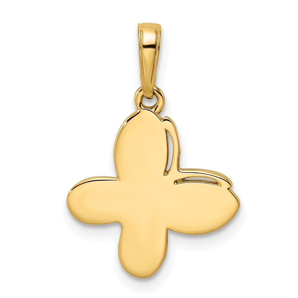 14K Gelb- und Rhodiumgold sowie Weißrhodium diamantgeschliffener Fantasie-Schmetterling-Anhänger