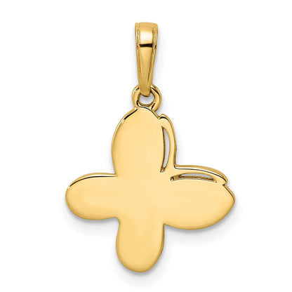 14K Gelb- und Rhodiumgold sowie Weißrhodium diamantgeschliffener Fantasie-Schmetterling-Anhänger