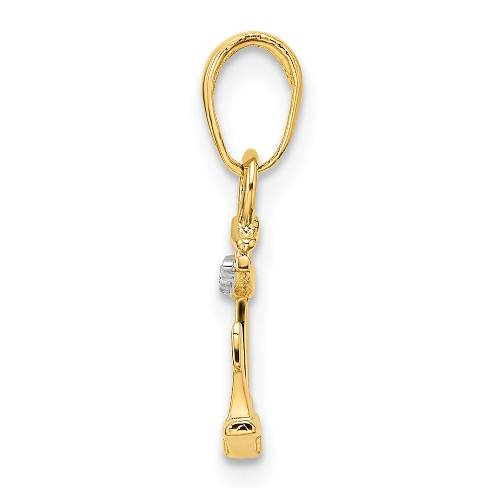14K Gelb & Rhodium 14K/white Diamantiert Anker Anhänger