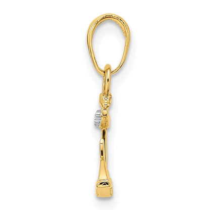 14K Gelb & Rhodium 14K/white Diamantiert Anker Anhänger