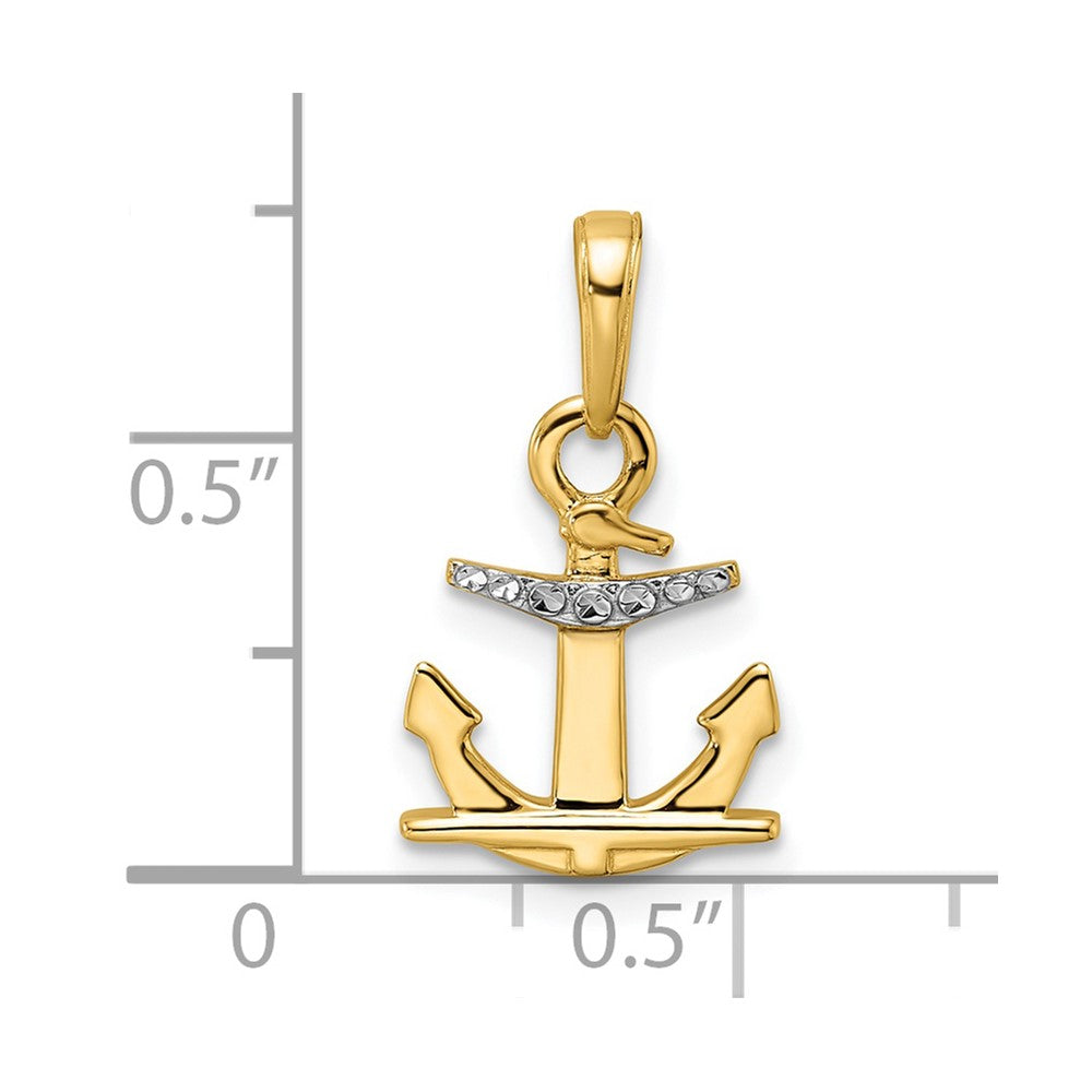 14K Gelb & Rhodium 14K/white Diamantiert Anker Anhänger