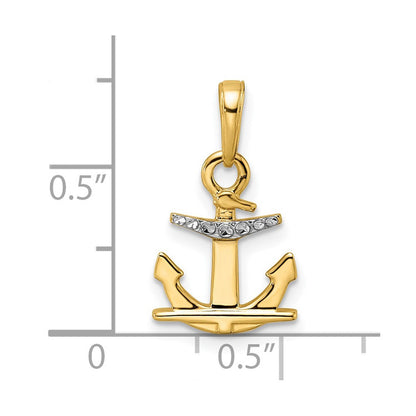 14K Gelb & Rhodium 14K/white Diamantiert Anker Anhänger
