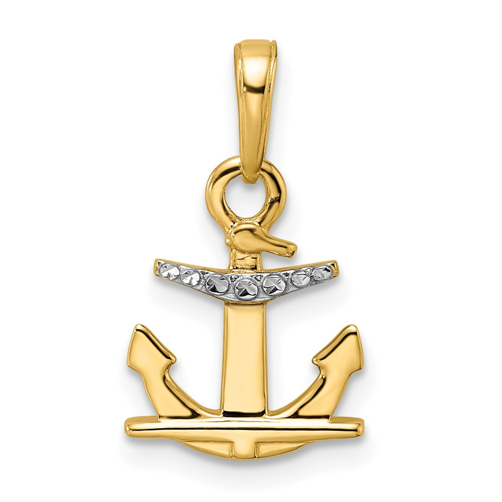 14K Gelb & Rhodium 14K/white Diamantiert Anker Anhänger