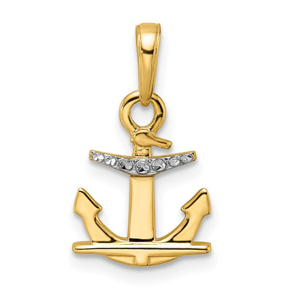 14K Gelb & Rhodium 14K/white Diamantiert Anker Anhänger