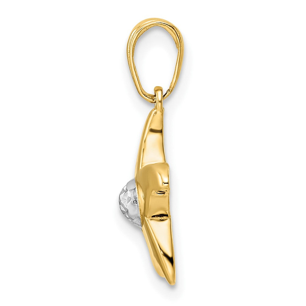 14K Gelb & Rhodium und Weiß Diamantiert Seestern Anhänger