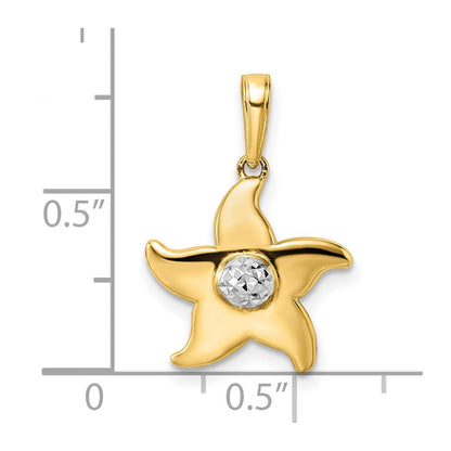14K Gelb & Rhodium und Weiß Diamantiert Seestern Anhänger