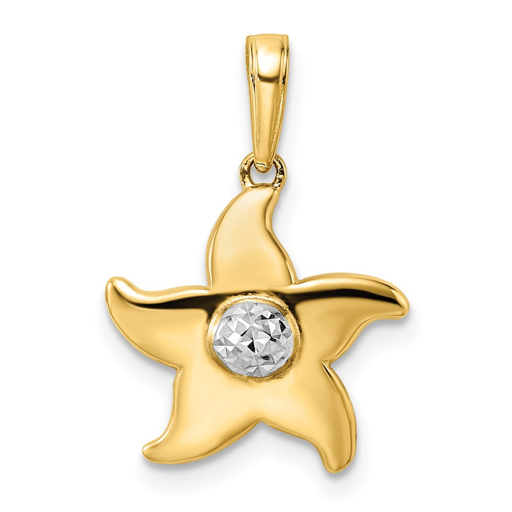 14K Gelb & Rhodium und Weiß Diamantiert Seestern Anhänger