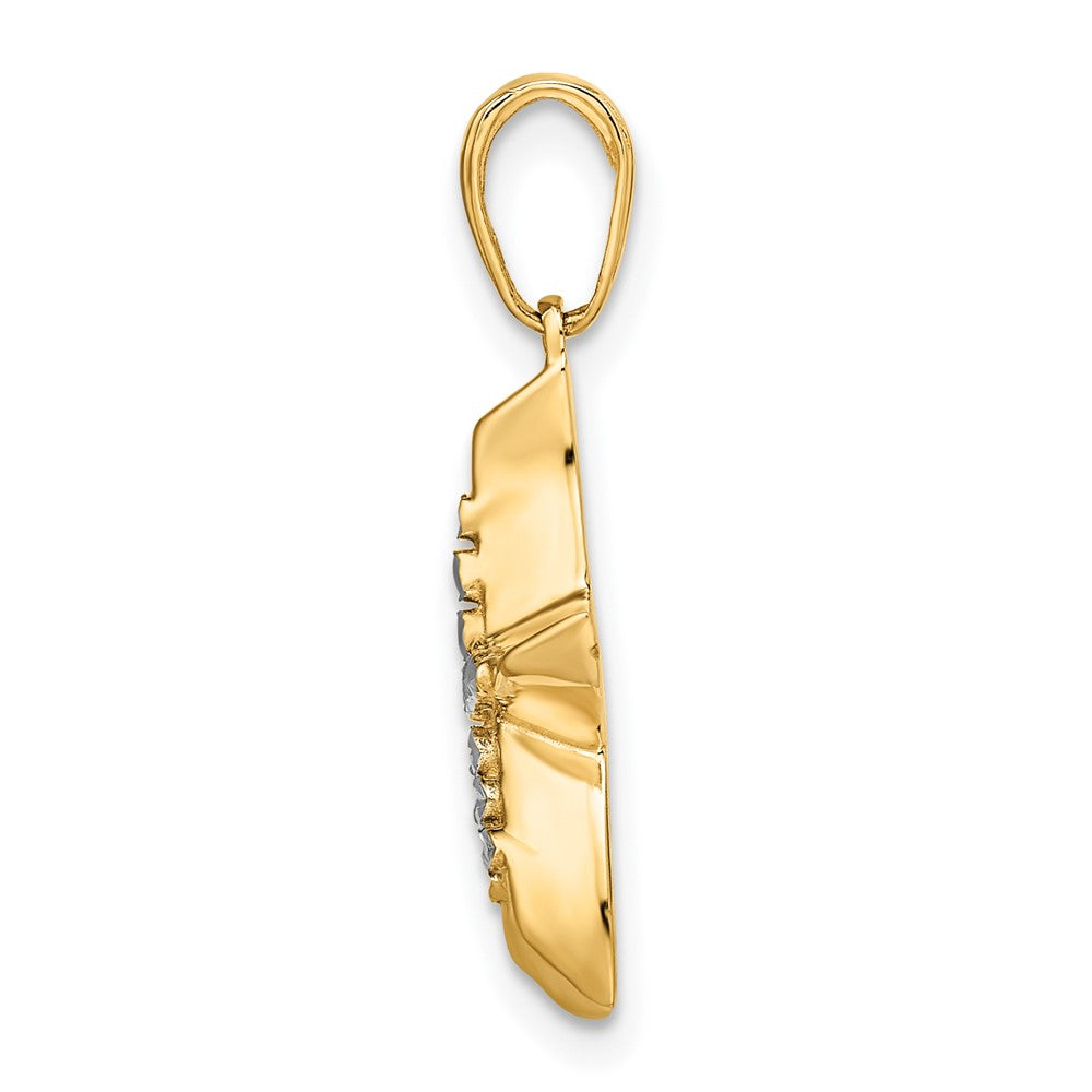 14K Gelbgold und Weißgold mit Rhodium-Beschichtung, diamantgeschliffener Seestern-Anhänger